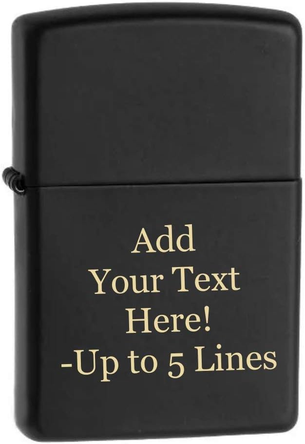 Lighter – Personalized Custom Message Engraved Windproof Classic Pocket Lighter Black Matte
