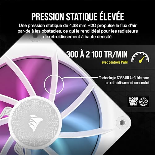CORSAIR iCUE Link RX120 RGB 120mm Ventilateur PWM - Palier à Dôme Magnétique - Ventilateur Simple - Blanc
