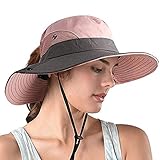 AUTOWT Sombreros de Sol para Mujeres, Mujer Agujero de Cola de Caballo Sombrero Cubo ala Ancha Algodón Sombreros Sol de...