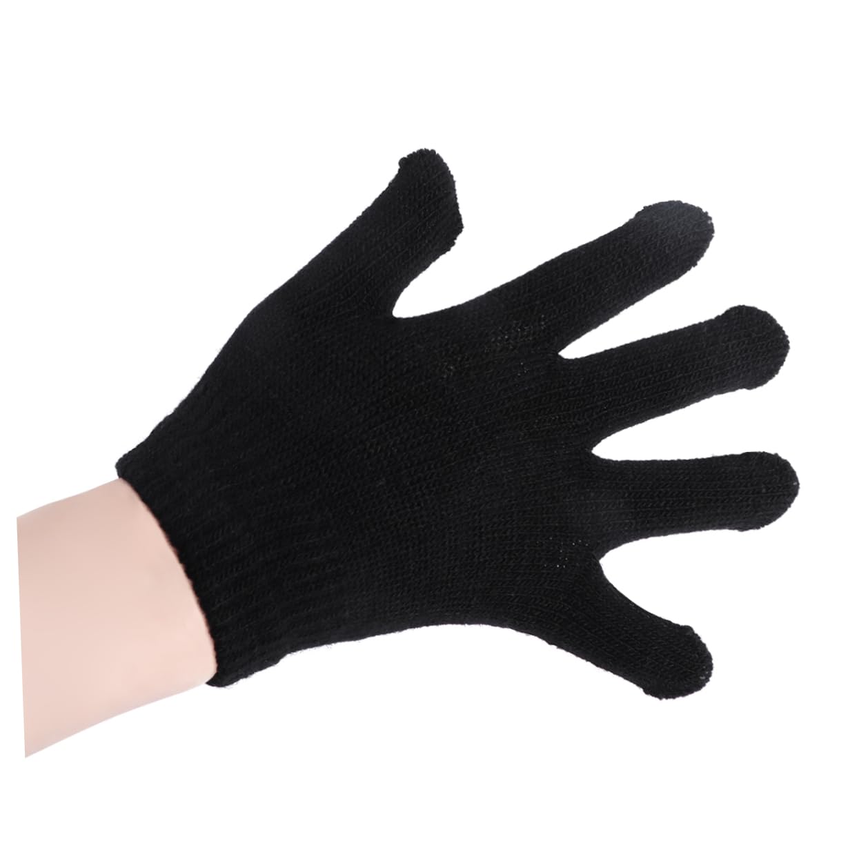 FOMIYES 12pair Kids Knitted Warm Winter Gloves Black Full Finger Mittens Child's Hand Accessories