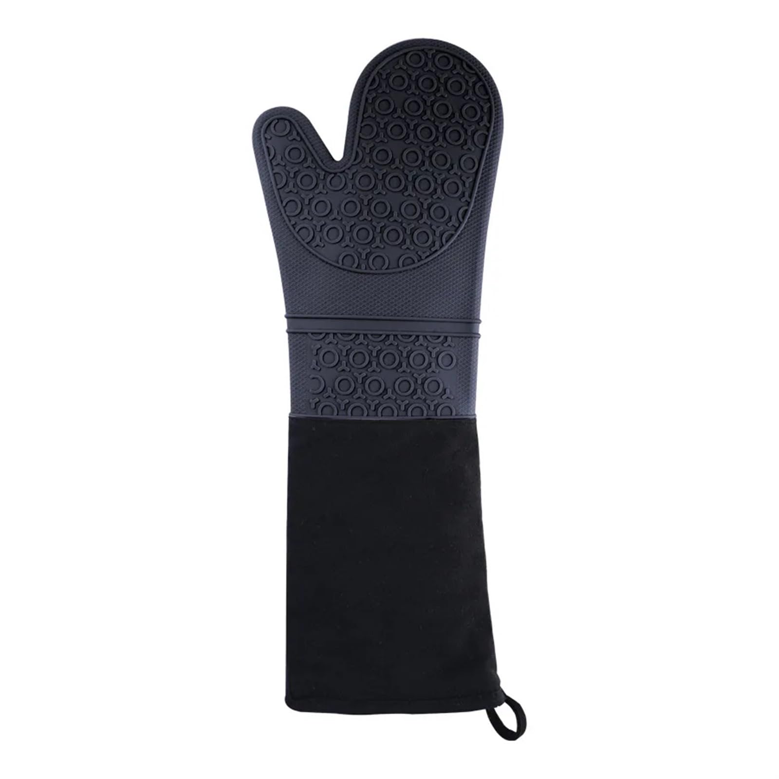 MRKU Backhandschuhe, Ofenhandschuhe, verlängert, aus Baumwolle, Silikon, hitzebeständig, mikrowellengeeignet, rutschfest