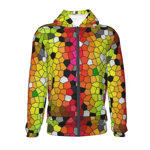 Colorful Tie Dye Stained Glass 1 Kids Pullover Hoodies Boys Zip Up Sweatshirts Girls Athletic Clothes with Pocket2