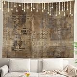 Shrahala Brown Abstract Art Wall Tapestry, Grey Acrylic Wall Hanging Large Tapestry Decoration Polyester Fiber White Hem Around for Dorm Room Bedroom 51.2 x 59.1 in