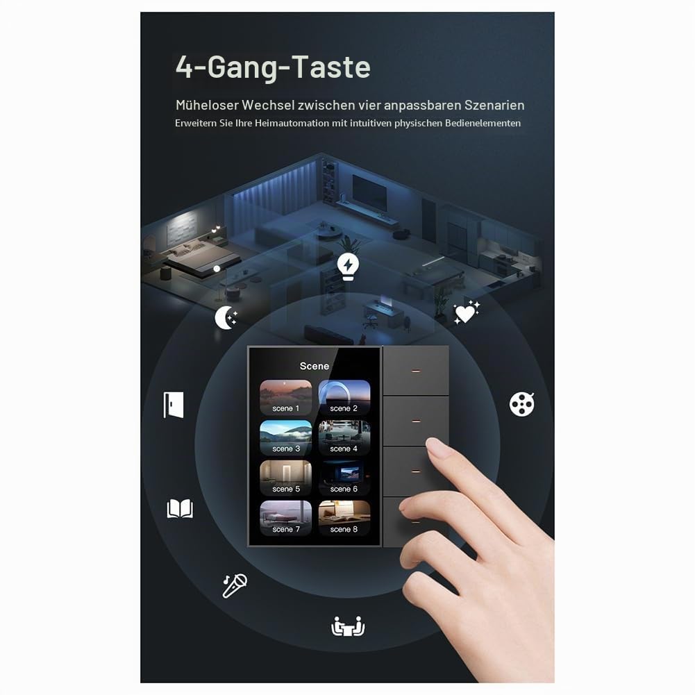 3,5 Smart Wandschalter Touchscreen 4 Gruppen Schalter 8-Wege-Szene Radarsensor Dimmschalter Vorhang Tuya Zigbee A