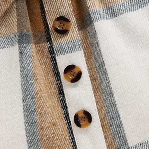 Patpat 2Pcs Toddler Girl Trendy Ruffled Ribbed Long-Sleeve Tee And Plaid Button Design Plaid Skirt Set White 3-4 Years #TOP6