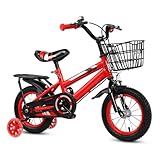 doorslay Stabiler Carbon-Stahl Kinderfahrrad mit verstellbarem Sattel und Korb, für 2-7 Jahre Alter (16 Zoll)
