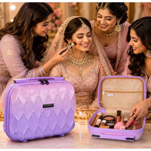 Image of SHAMAX Makeup Vanity Box for Women, Portable Cosmetic Organizer Case with Large Storage, Makeup Brush Holder, Toiletry & Beauty Travel Case, Hard Shell Makeup Storage Box (11 x 6 x 9 Inches)