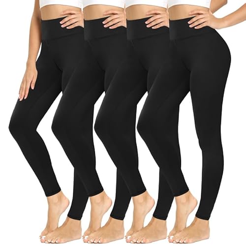 CAMPSNAIL Leggings Damen High Waist Blickdicht Leggings Weich Leggins Elastisch Sportleggins Lang Bauchweg Push Up Hose für Yoga Sport Gym(4*Schwarz, One Size(DE34-40))