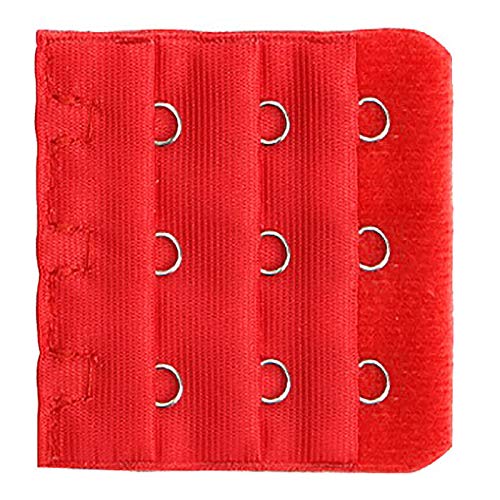 DDU - Sujetador Alargado con Hebilla para lencería, Sujetador de 3 x 3 Posiciones, Ganchos Extensibles, Longitud Ajustable, Rojo, Talla única