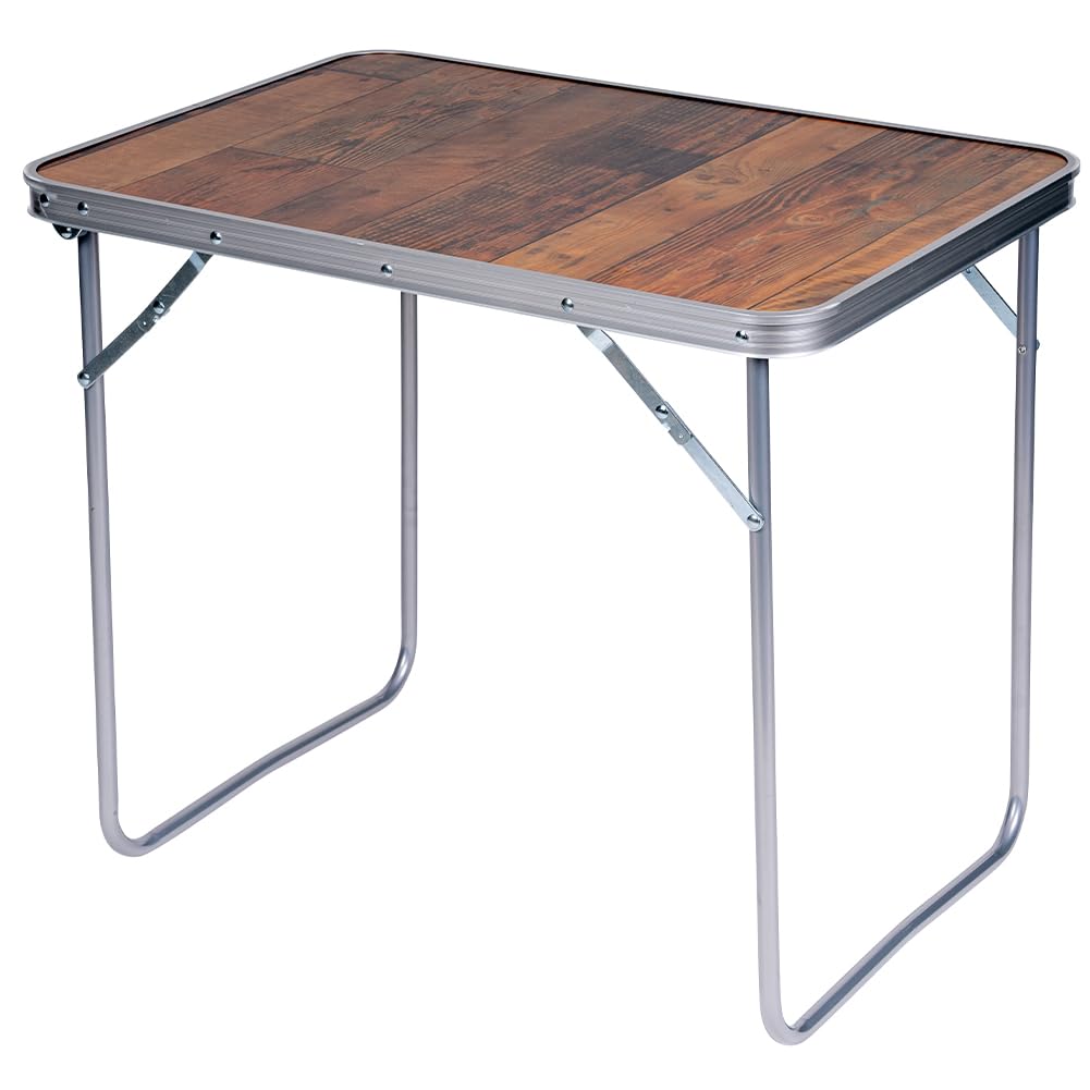 BAKAJI Tavolino Pieghevole da Campeggio Picnic Effetto Legno, Struttura in Alluminio, Sistema Pieghevole per Trasporto Facilitato, Tavolo per Giardino e Pranzi Esterni, 70 x 50 x 60 cm