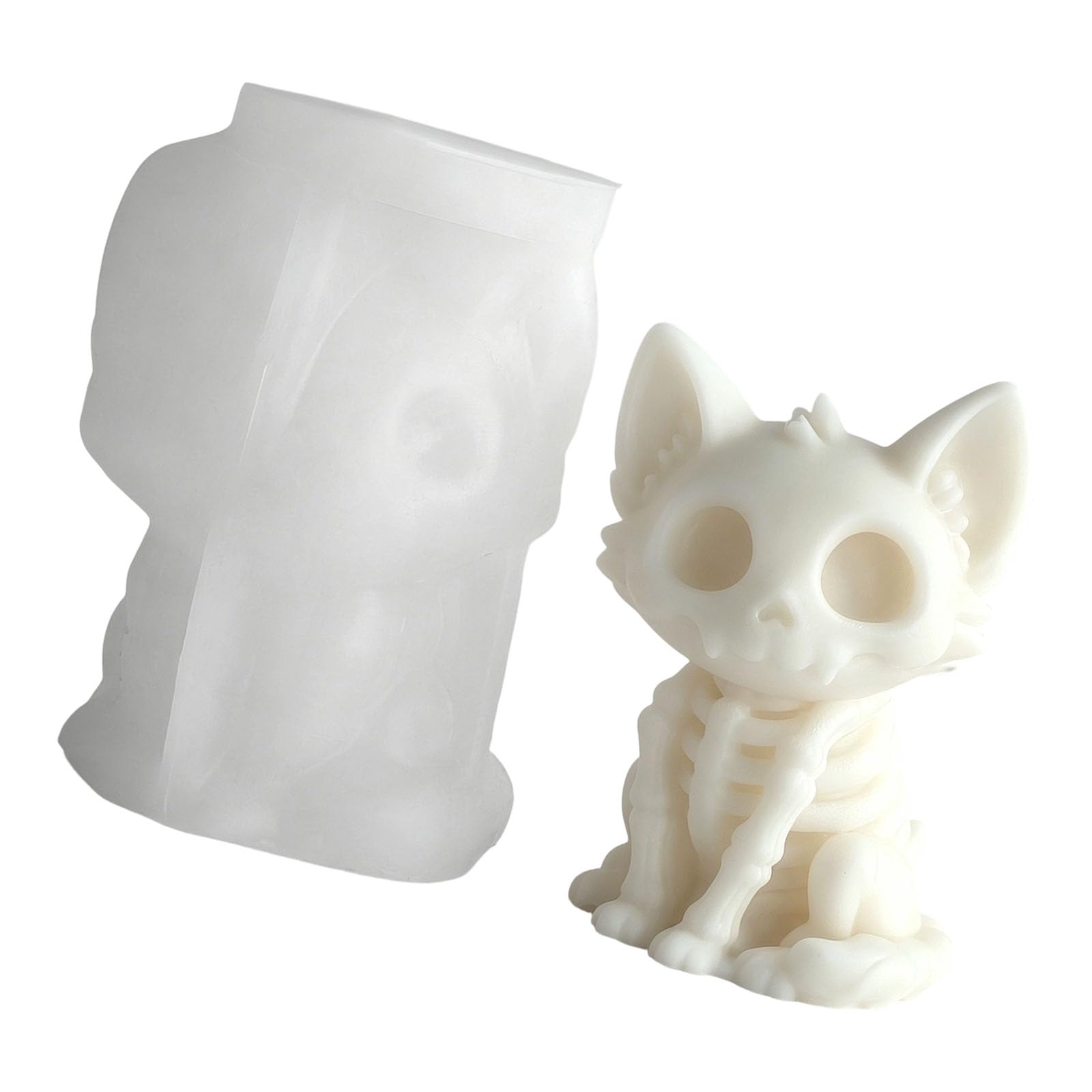 ADYJEE Skeleton Kitten Puppy Figure Silicone Molds Food Grade Silicone for Resin Casting Making Soap and Halloween Decoration Halloween Making Supplies