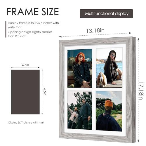 Image of DUENPY 12x16 Picture Frame 5x7 Collage Picture Frame Displays Four 5x7 inch Photos or 12x16 (Without Mat) for Available Horizontal Wall Mounting Display and Vertical Grey