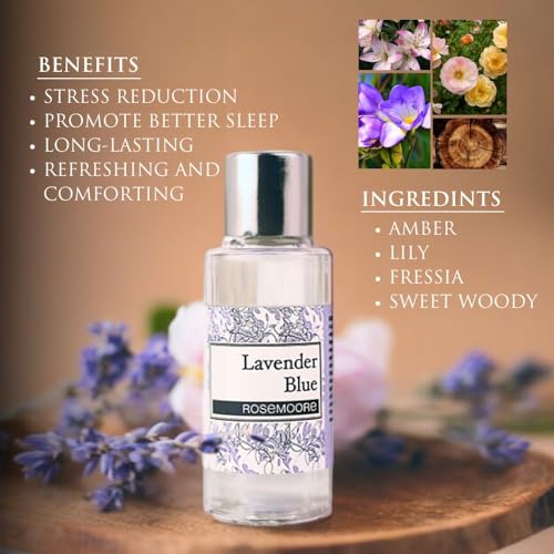 Image of Rosemoore Pure Scented Oil Lavender Blue 15ml Each (Pack of 2) - Can Be Used in Oil Burner, Electric Diffuser & Potpourri