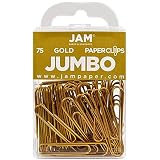 JAM Paper Colored Jumbo Paper Clips - Gold Paperclips - 75/pack