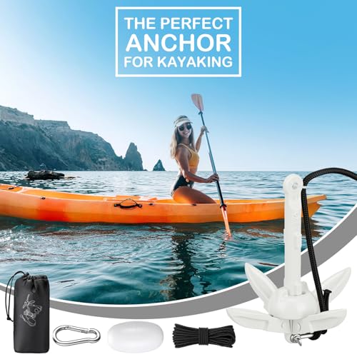 Image of Lounsweer 2 Pack 1.5 /3.5 lb Marine Kayak Anchor Kit Folding Grapnel Anchor Kit Boat Kayak Fishing Accessories for Small Boats Kayaks Canoe Paddle Boards