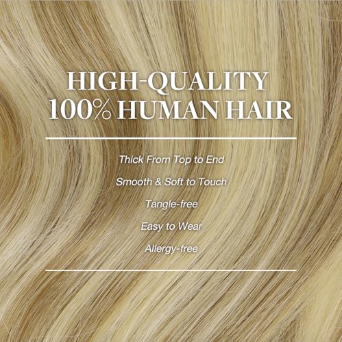 Image of GOO GOO Clip in Hair Extensions Real Human Hair, Remy Human Hair Extensions Clip ins for Women, Natural Human Hair, 22inch 170g 7Pcs, #16 /22 Light Blonde Highlighted Golden Blonde
