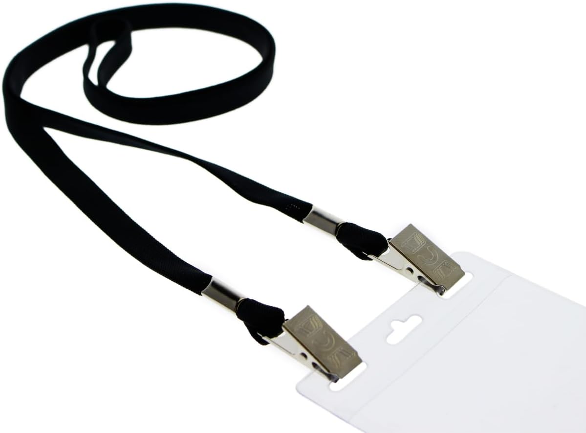 Bulk 100 Pack - Face Mask Lanyards - Comfortable Neck Straps for Badge Holders - Twist Free 2 Hook Design (1 on Each End) for Special Event Badges, Credentials and Ticket Holders (Black)