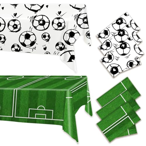 6 Pièces Nappe Anniversaire Foot, Nappe Réutilisable Deco Anniversaire Football, Couverture de Table La Fête sur Le Thème du Football, Nappe Anniversaire...