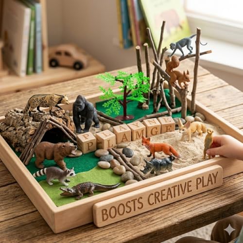 Image of Realistic Wild Jungle Animals Toys for Kids 3+| 13PCs Attractive Forest Zoo Animal Toy Action Figurine Playset for Boys and Girls Birthday Gift for Children Best Decoration & Educational Items