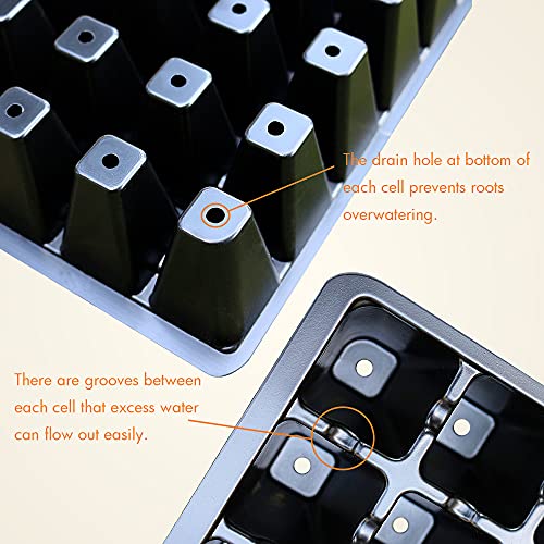 Gardzen 5-Set Garden Propagator Set, Smiling Face Seed Tray Kits with 350-Cell, Seed Starter Tray with Dome and Base 18