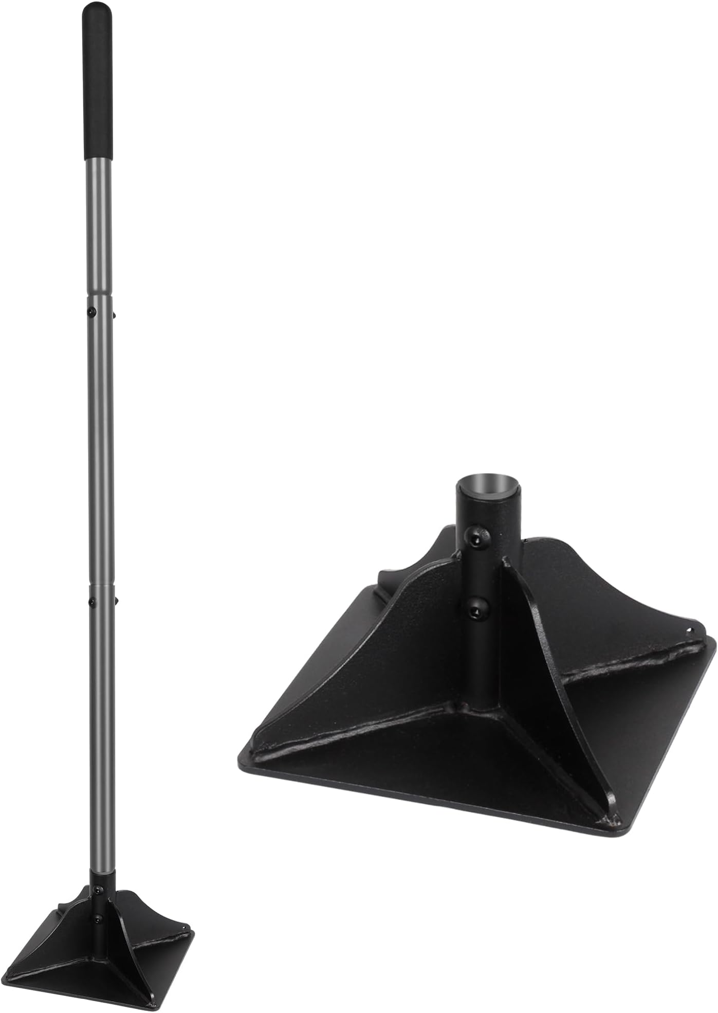 Walensee Steel Tamper with 48 inch Handle 8"x8" Garden Tamper with Rubber Grip All-Steel Heavy Duty Tamper Tool for Leveling Ground Gravel Soil Asphalt Sand Installing pavers and Repairing Blacktop