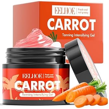 Tanning Gel with Natural Carrot Oil & Vitamin E, Fast-Acting Sun Tan Enhancer for Deep, Dark, Long-Lasting Color, Hydrating, Water, Resistant Formula for Face & Body, Ideal for All Skin Tones, 3.53 oz