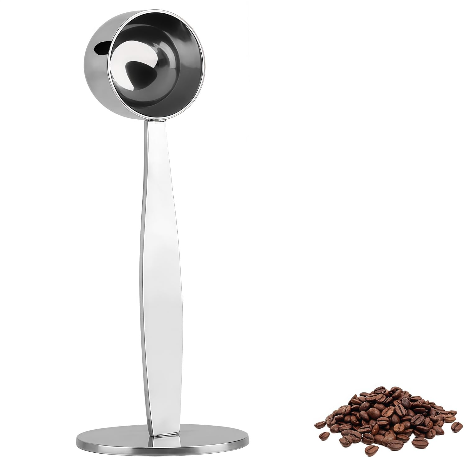 SHSHbuy Coffee Scoops 2 in 1 Stainless Steel Coffee Scoop,Tamper Coffee Measure Tamper Spoon Multi Function Spoon Holder Coffee Tools for Measuring Tamping