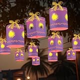 Beeveer 20 Pack Princess Sun Hanging Lanterns DIY Set Purple Princess Hanging Paper Lanterns Purple Sun Cutout Square Round Decorations for Birthday Party, Light String Not Included(Vivid Color)