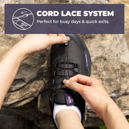 NORTIV 8 Women's Lightweight Hiking Shoes Quick Laces Outdoor Fashion Sneakers Gladiator,Size 9,Black/Purple,SNHS239W