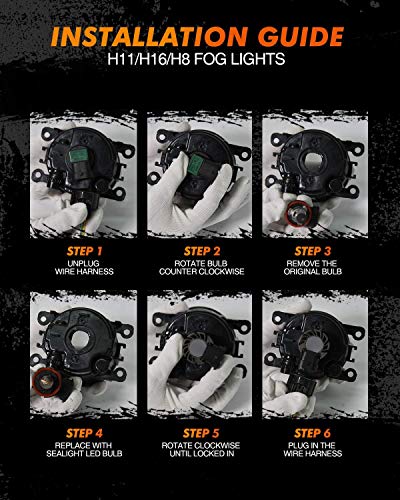 Image of SEALIGHT H11 LED Fog Light Bulbs, 6000K 32000lumens Extremely Bright, H11 H8 H16 Halogen Fog Light Bulb Replacement For Cars,Trucks(Pack of 2)