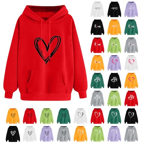 YRAETENM Valentine Sweatshirts for Women Cute Love Heart Hoodies Casual Valentines Shirts Long Sleeve Crewneck Pullover Tops