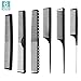 6 Pieces Carbon Fiber Hair Combs Set, General Styling Grooming Combs, Anti Static Heat Resistant Hairdressing Comb, Fine and Wide Tooth Hair Barber Rat Tail Comb