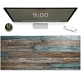 Galdas Gaming Mouse Pad Vintage Wood Grain Pattern XXL XL Large Mouse Pad Mat Long Extended Mousepad Desk Pad Non-Slip Rubber Mice Pads Stitched Edges Thin Pad (31.5x11.8x0.12Inch)
