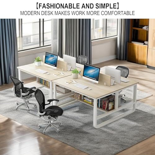 Bureau double 119 cm blanc table workspace pour deux personnes - 5