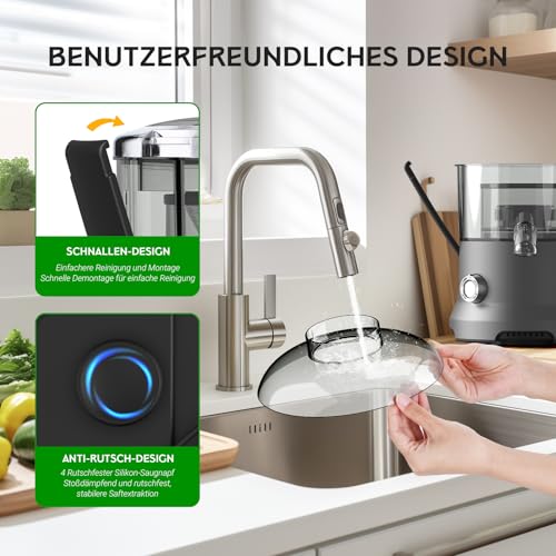 SOVIDER Entsafter, 600W Juicer Machine für Obst und Gemüse in Edelstahl, 76mm Zufuhröffnung, 3 Geschwindigkeiten, Anti-Tropf-Funktion und Überhitzungsschutz Leicht zu bedienen und zu reinigen,BPA-frei