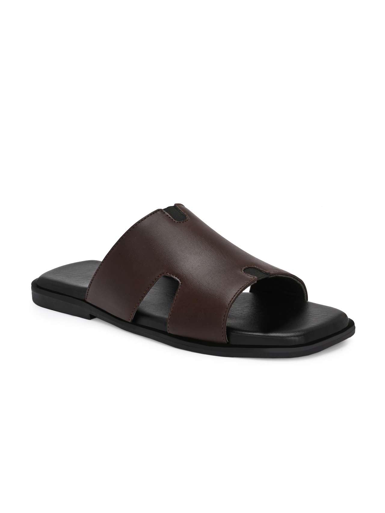 ivrah Men’s Leather Slide Sandals | Premium Brown Open Toe Slippers for Men | Comfortable Casual Flat Slides for Indoor Outdoor Use For Boys Gents-picture-24