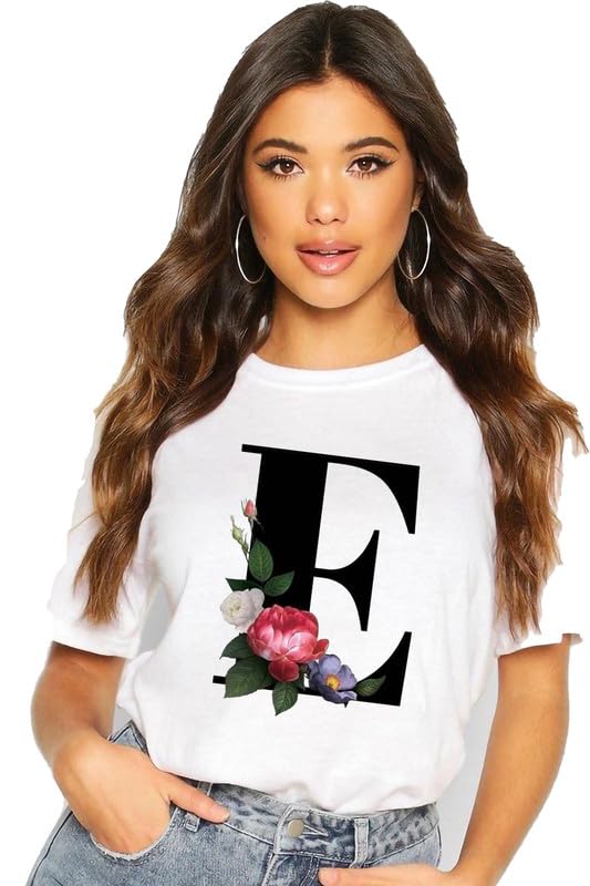 vlam Regular Fit Graphic Flower Print A B C D E F G H I J K L M N O P Q R S T U V W X Y Z A to Z AlphabetTshirt for Men and Women-picture-0