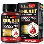 Shilajit Capsules, Natural Shilajit from Himalayan, 10000mg Shilajit Resin with 85+Trace Minerals and 40% Fulvic Acid, Himilayan Shalajit Resin(60 Capsule)