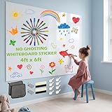 AFMAT Whiteboard Sticker for Wall, 4x6ft White Board Paper, Super Sticky Dry Erase Wallpaper, Peel and Stick Dry Erase Board with 16 Markers, No Ghosting Whiteboard Paper for Home Office Classroom