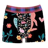 VBFOFBV Lustige Unterwäsche für Herren, Boxershorts, Stretch-Boxershorts,Ostern farbige Häschen Blume