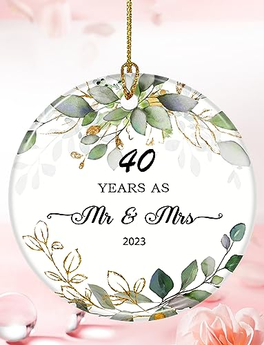 Kokaaee 40Th Year Anniversary Ornament Wedding Marriage 40 Years As Mr. And Mrs. Anniversary Valentines Day Gifts Ideas For Couple Him Her Husband Wife Hanging Ceramic Decorations Present #TOP11