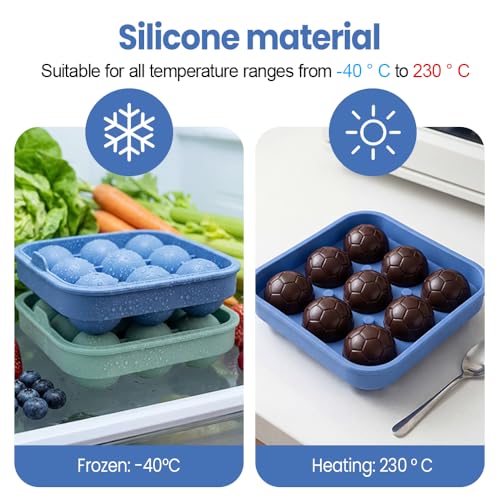 Molde de hielo balón de fútbol 2 piezas silicona con tapa miniatura 6