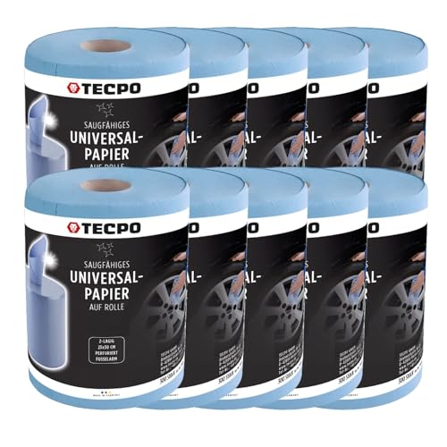 TECPO Putztuchrolle Blau 2-lagig, perforiert, saugstark, Putzrolle Papierrolle Reinigungstücher Wischtücher Putzpapier für Gewerbe und Industrie