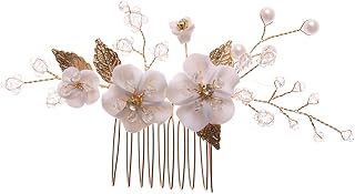 Minkissy Pentes Laterais Flor Folhas Pérola Inserção Cristal Pente de Cabelo Nupcial Do Acessórios Para O Cabelo de Noiva Flor Meninas