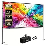 100 Zoll Beamer Leinwand mit Stativ - Faltbare Outdoor Projektionsleinwand 221 x 125cm für Heimkino, Garten & Camping, 16:9 4K HD, Faltfrei, 160° Blickwinkel