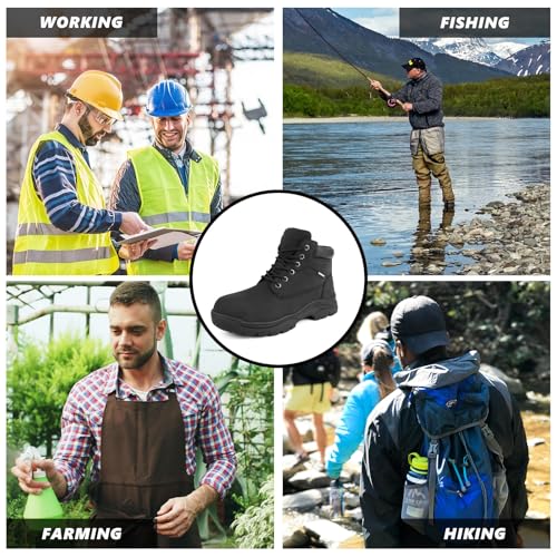 Image of Jacata Work Boots for Men Waterproof Leather Non Slip Resistant Mens Industrial Construction Boots Soft Toe botas de trabajo para hombre