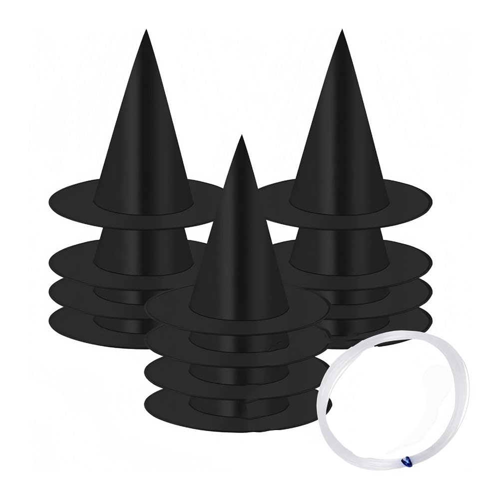 CTRLZS Piece Large 12-Piece Halloween Witch Hats, Floating Hanging Halloween Costume Accessories Decoration