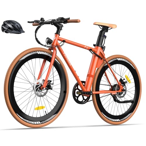 Fafrees F1 Bicicleta eléctrica, 250W Bicicleta de Carretera Eléctrica, Batería de 36 V 10 Ah, Neumáticos 700C * 38C, 25 KM/H, Alcante 40-65 KM, Bici Urbana Eléctrica Unisex Adulto (Naranja)