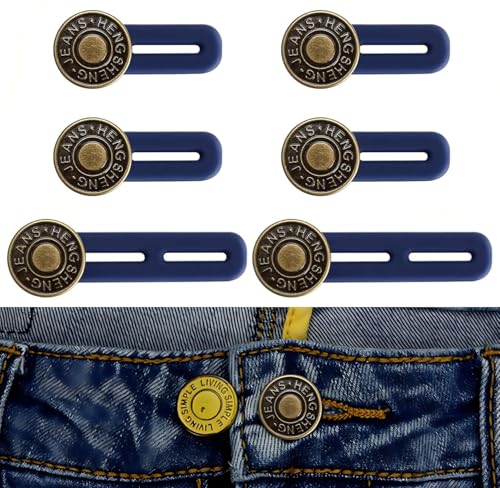 6 Pièces Extenseur de Taille pour Pantalons, Boutons Ajustables, Kit d’Extension de Boutons pour Jeans, Élargisseur de Ceinture Élastique pour Hommes et Femmes, Extenseur pour Grossesse