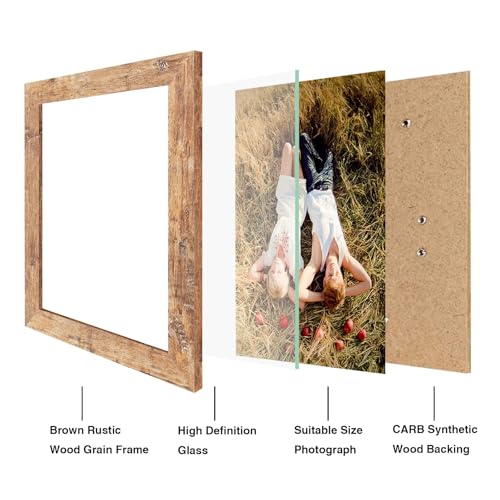 Irahmen 4 Pack 8X10 Picture Frame Rustic Brown Set With High Definition Glass Photo Frames For Desktop Display And Wall Mounting. thumb #2
